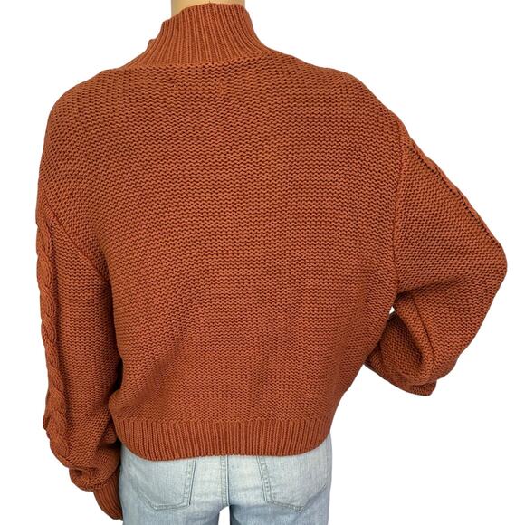 2/$30 Aeropostale Cable Knit Mock Neck Sweater Orange Pullover Knit Size XL - Picture 5 of 12